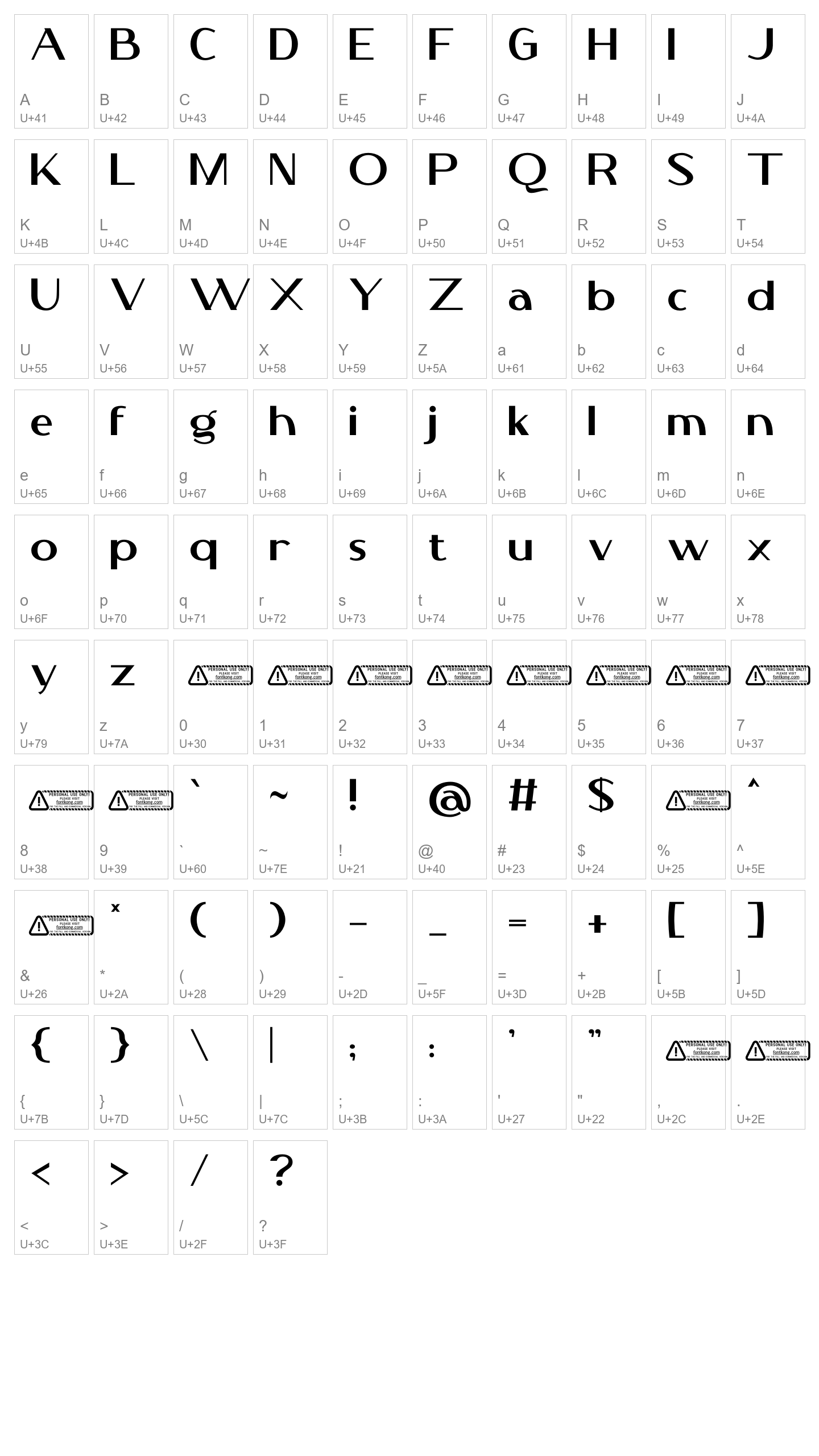 Character Map Image