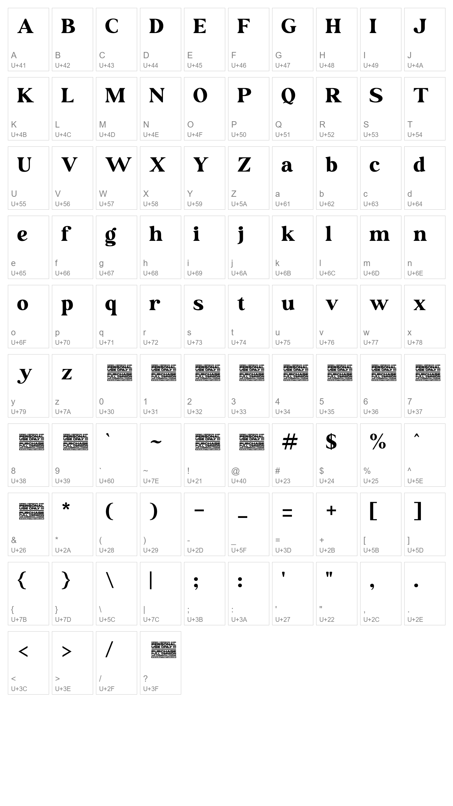 Character Map Image