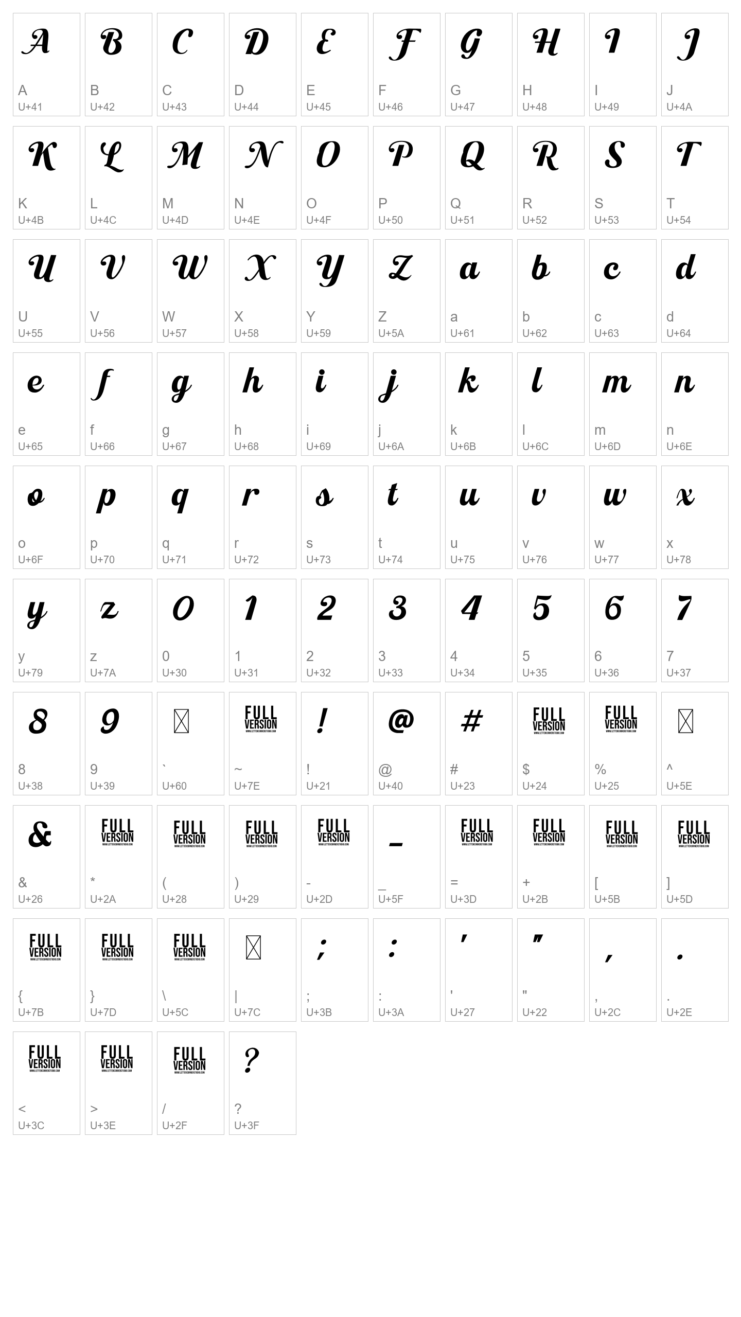 Character Map Image