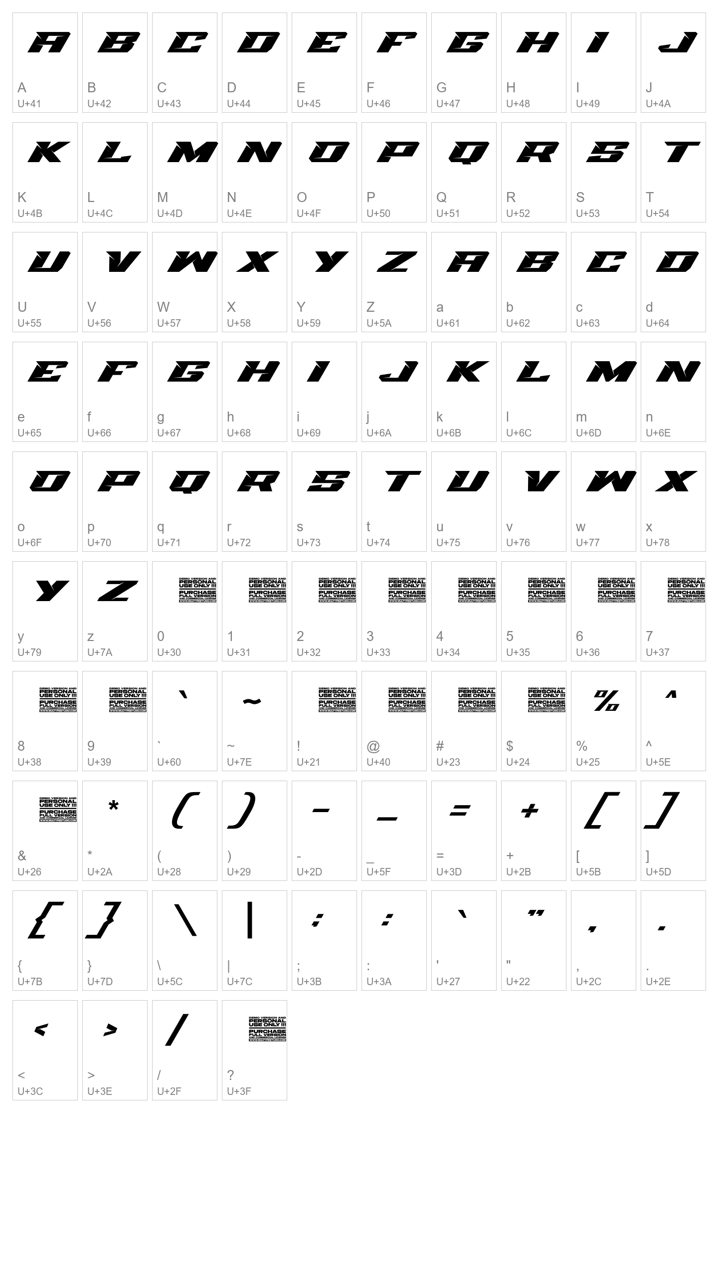 Character Map Image