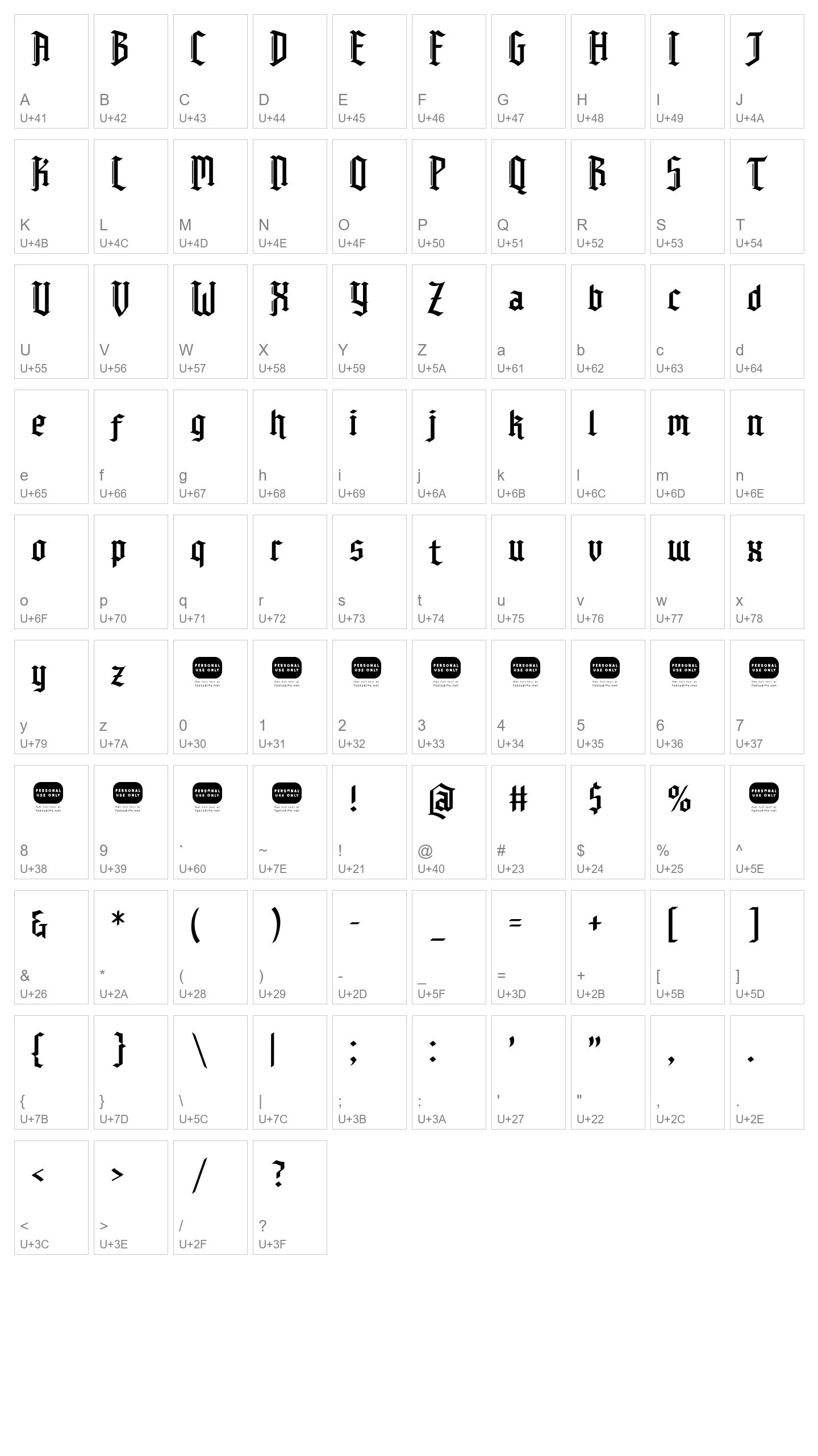 Character Map Image