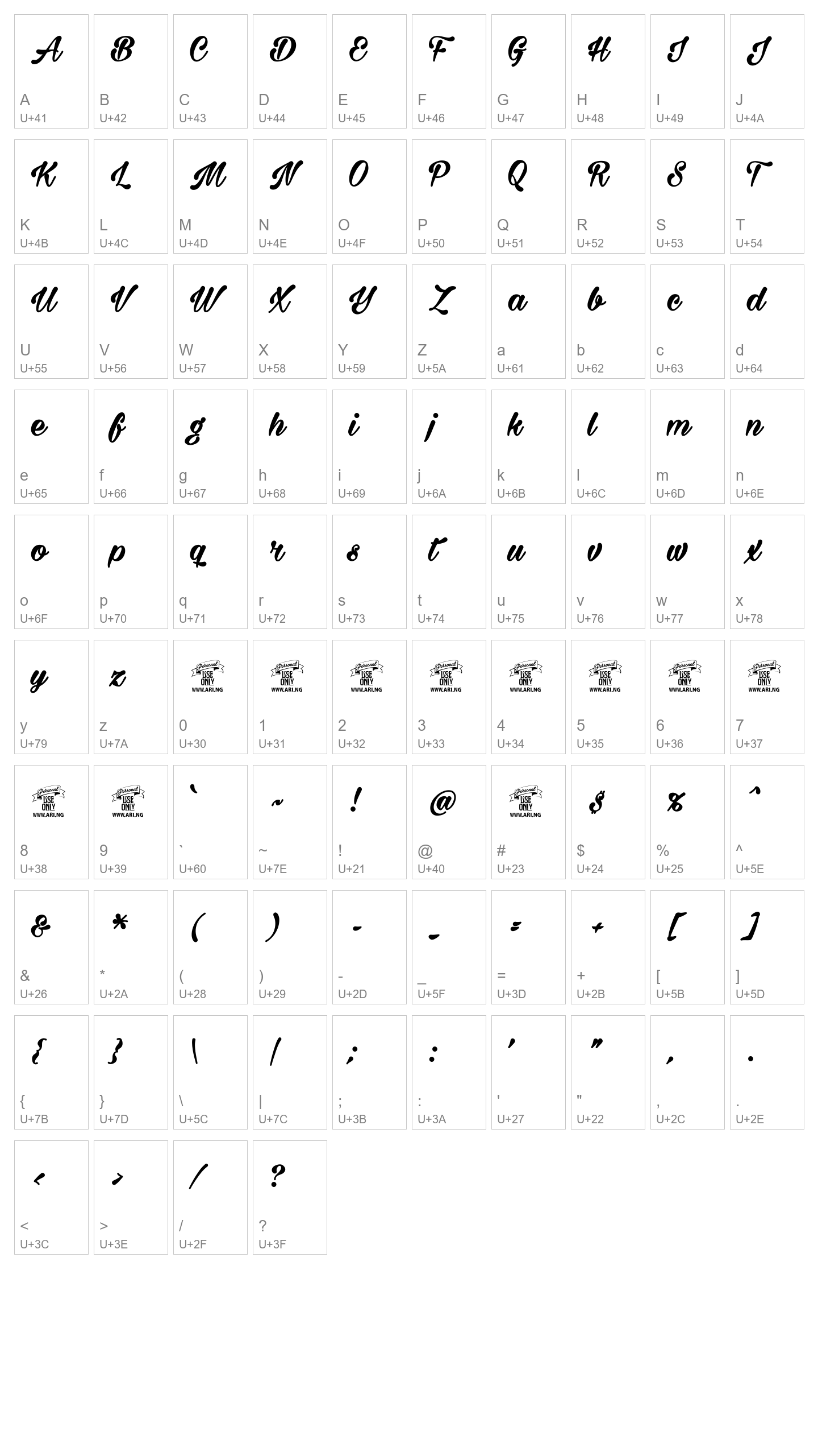 Character Map Image