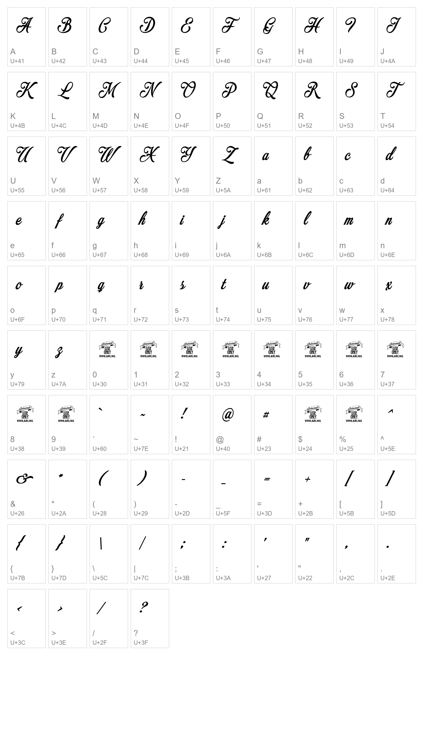 Character Map Image