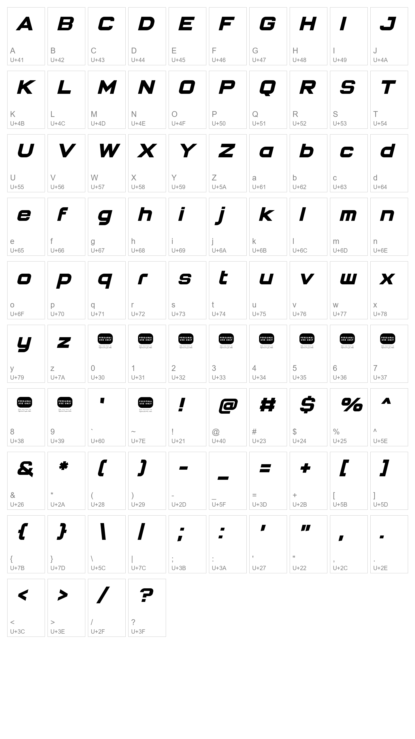Character Map Image