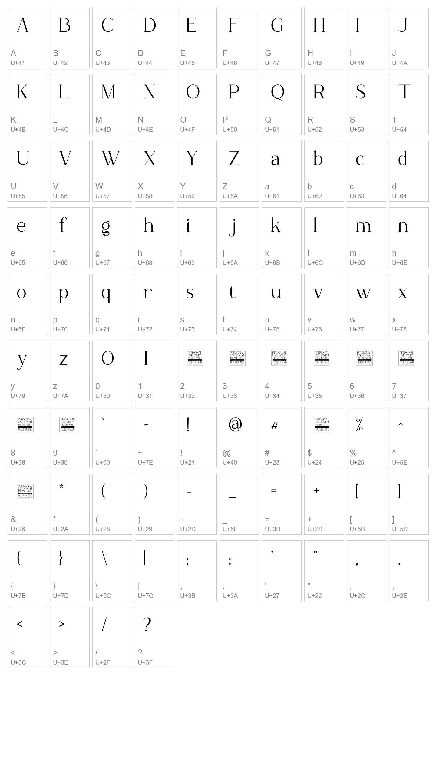 Character Map Image