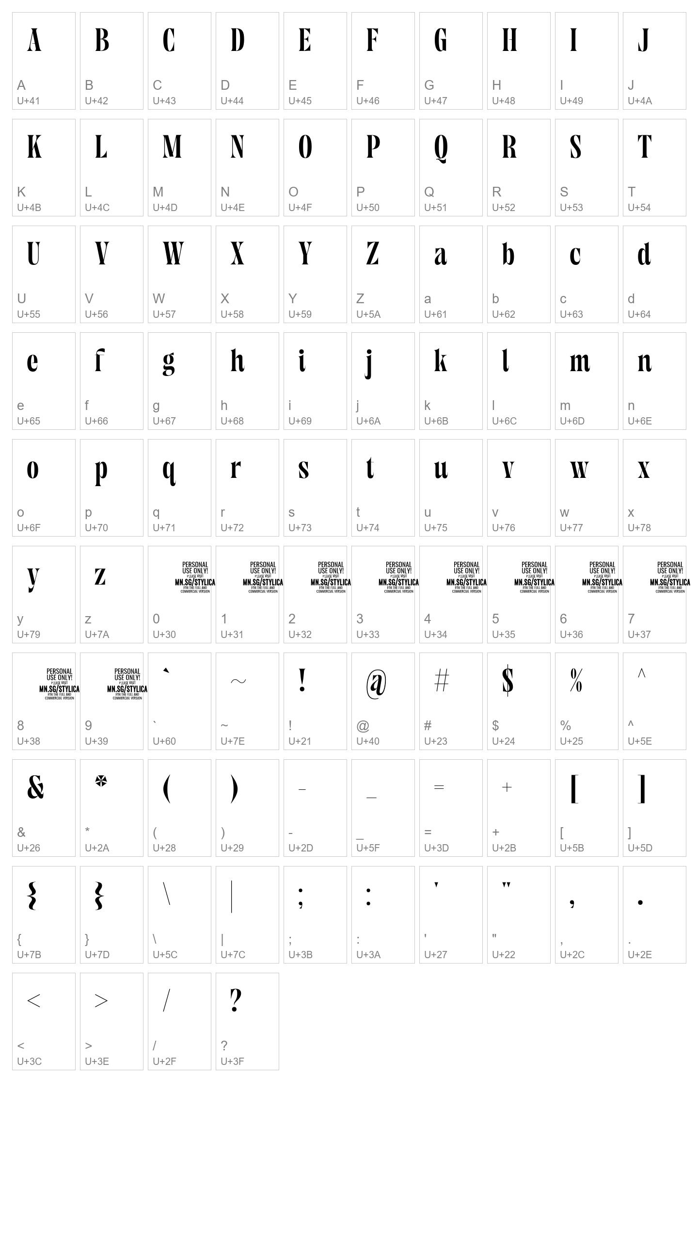 Character Map Image